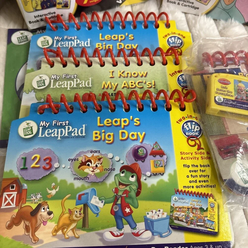 My First LeapPad Interactive Book Cartridge Lot Wiggles Disney Princess Bob
